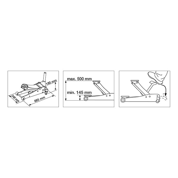 Cric Tout Terrain MSW 3000 Kg - 13-133 Cm Hydraulique Pour 4x4 SUV Et Véhicules Lourds
