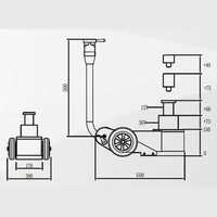 PROVULKA : TLHYT0101 - Cric oléopneumatique 15T/30T - spécial camion atelier. Dimensions