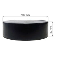 PROVULKA : TLHYT0301R100EP30 - Cale de levage en caoutchouc - Ronde 100x30mm. Dimensions