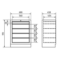 PROVULKA : TLMA0101 - Mobilier d'atelier 3 éléments + armoire 1 porte - KRAFTWERK. Meuble bas 5 tiroirs dimensions