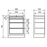 PROVULKA : TLMA0102 - Mobilier d'atelier 2 éléments + armoire 1 porte - KRAFTWERK. Meuble bas 4 tiroirs dimensions