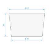 PROVULKA : TLHYT0301R100EP65 - Cale de levage en caoutchouc - Ronde 100x65mm. Dimensions