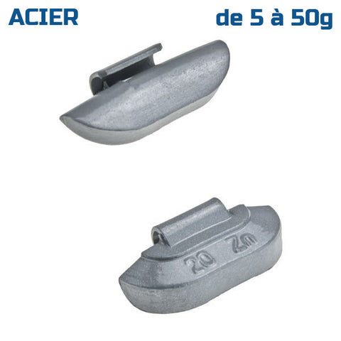 PROVULKA : ELMF0101 - Masse à frapper en Zinc de 5g à 50g pour l'équilibrage de jante acier VL et VUL. Collection