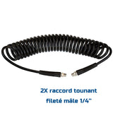 PROVULKA : GFDG0006 - Tuyau spiralé avec raccord tournant fileté 1/4" - Longueur extensible 0,3 à 6m