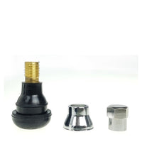 PROVULKA : GFVS0103 - Valve caoutchouc TR412 (V2.03.6) pour pneu Tubeless - Snap in - trou de jante en 11,3mm - Chrome (par 10). Démontée